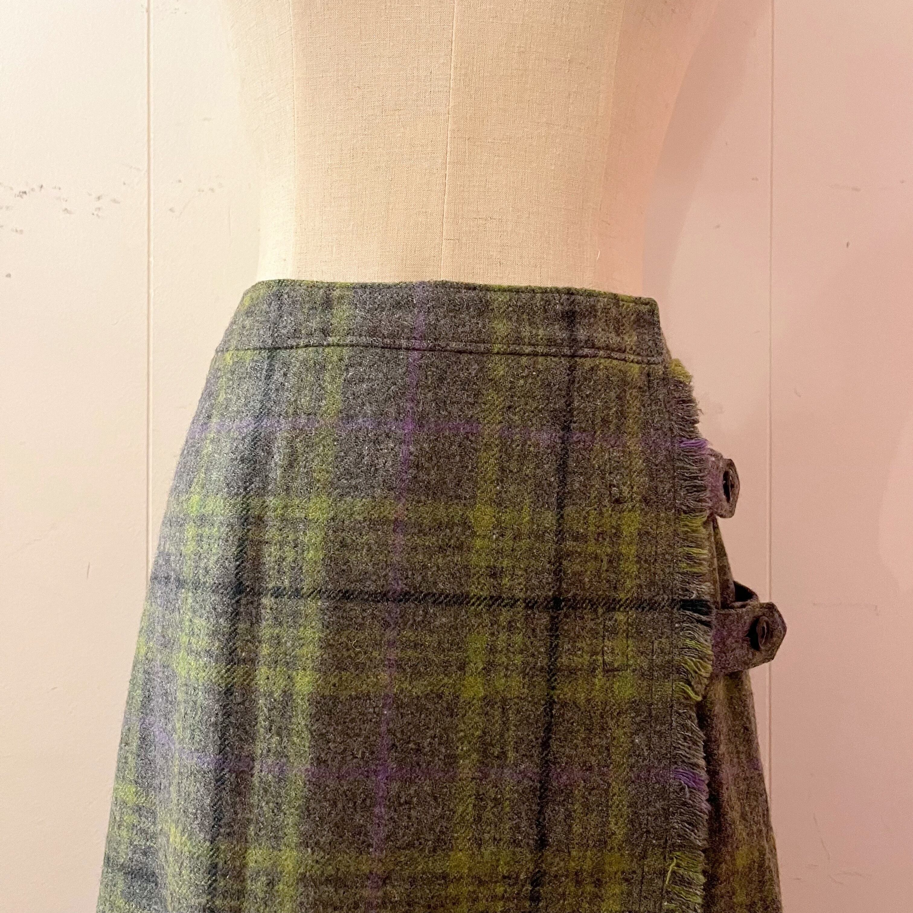 light green check wrap skirt