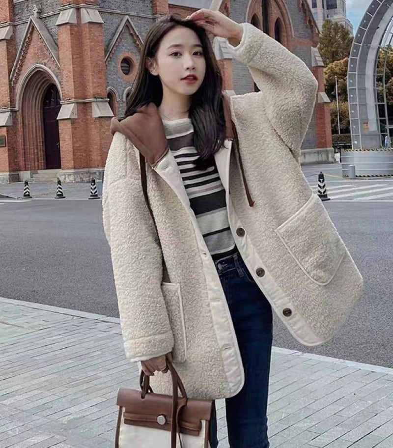 アウター ボア ジャケット コート 羽織り ポケット付き フード付き