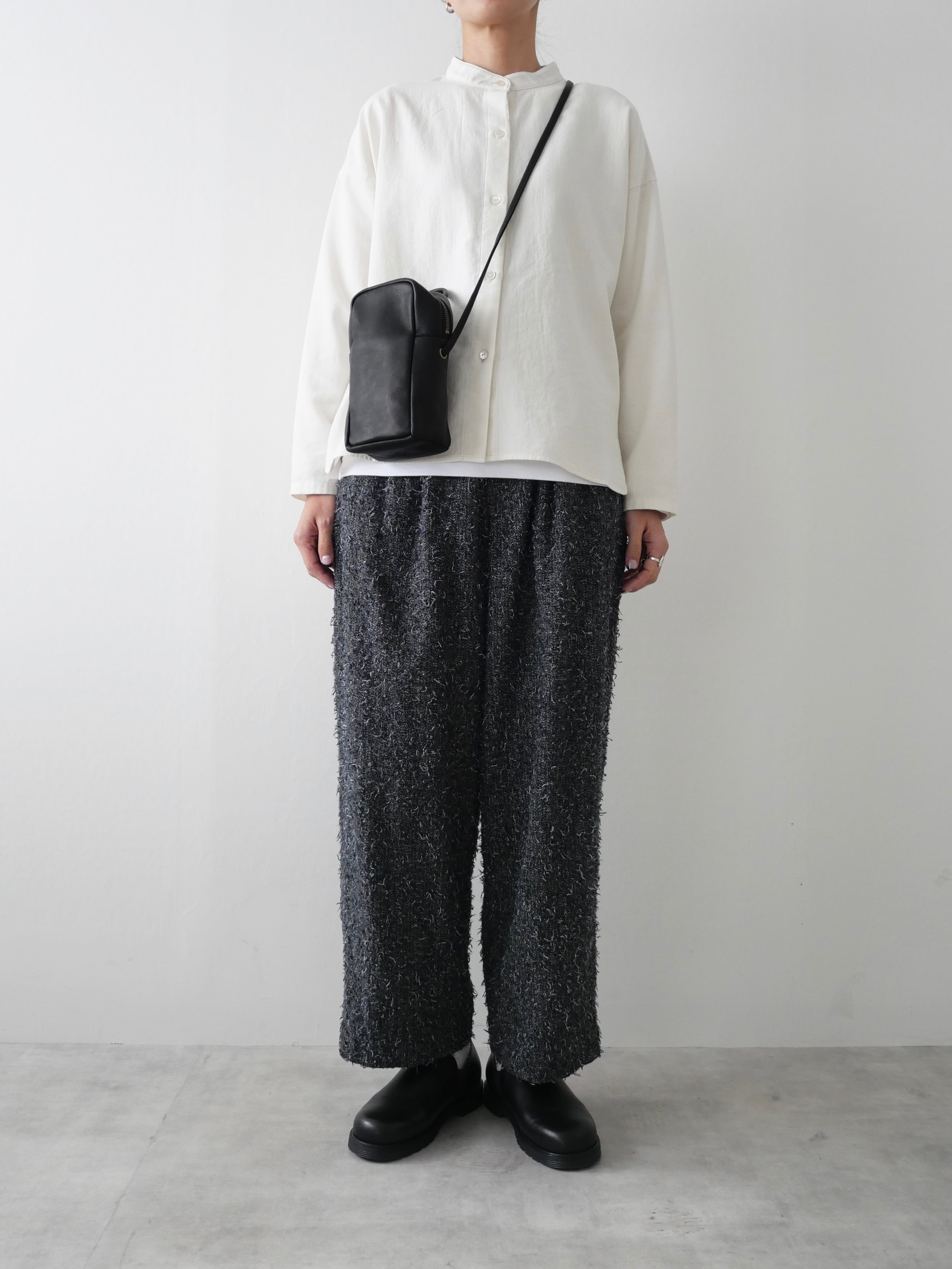 evam eva / cotton wool band collar shirt | t a - n a