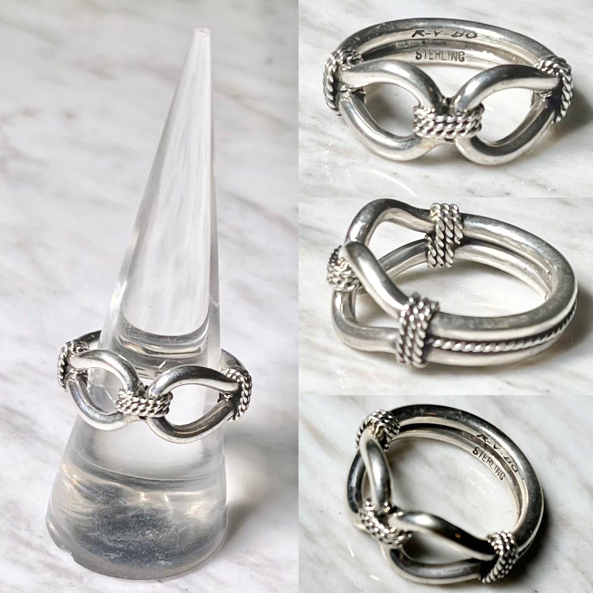 STEVE ARVISO hook twist design silver ring | NOIR ONLINE