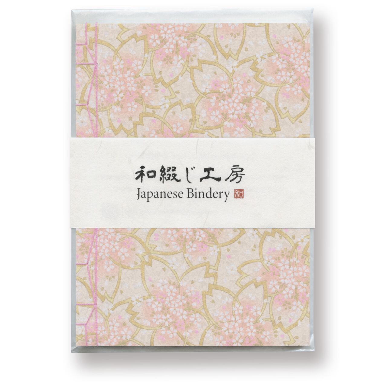 大小桜 — Pink background with large and small cherry blossoms in