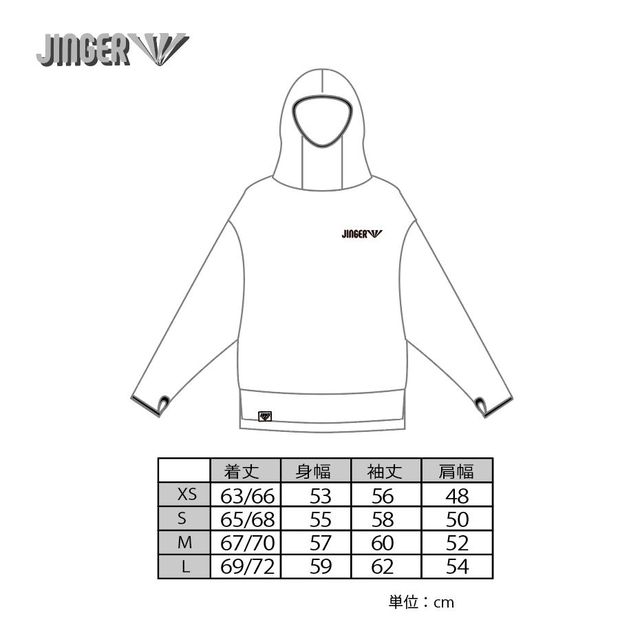 JINGER】フーデッドパーカー【J-3012/BLK】 | JINGER