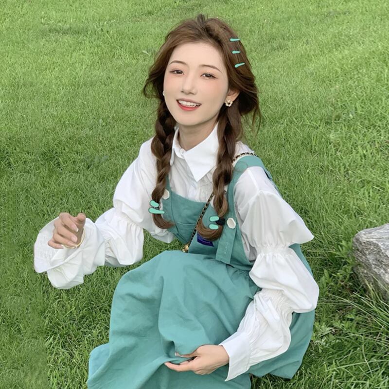 グリーンスカート スプリングオータムルーズドレス ロング 春物 秋物 スーパーモール50882602190