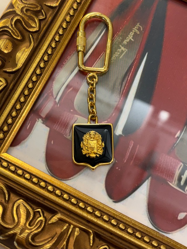 CELINE / vintage gold × black keyring.