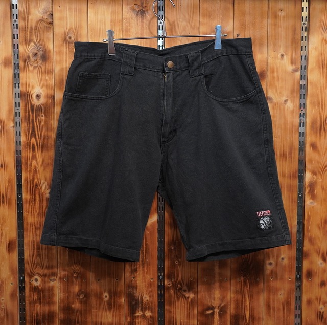 90s USA製 Christian Fletcher ハーフパンツ M(大きめ) ブラック 黒 クリスチャンフレッチャー ショーツ
