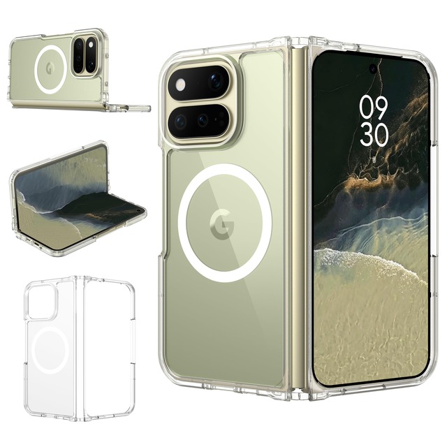 DOMAVER Google Pixel 11 Pro Fold ケース Pixelsnap対応 全透明 レンズ保護 強化PC背面 6.5" クリア