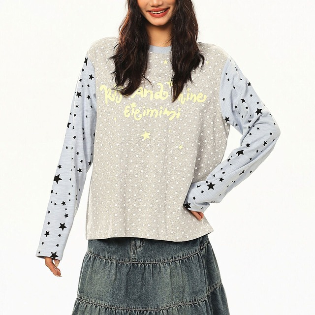 スタースリーブドットロゴロングスリーブTシャツ 2col   R02839