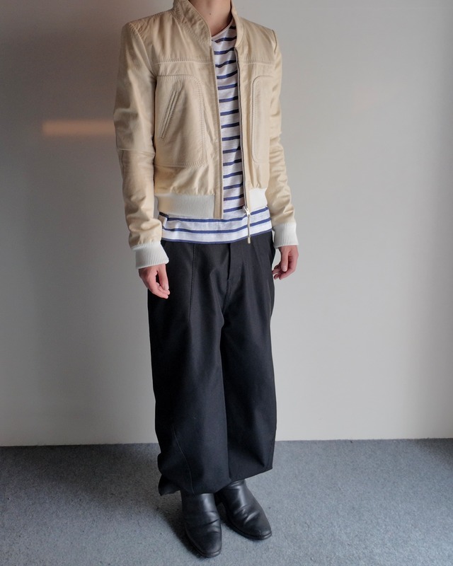 【DSQUARED2】linen crew neck border top