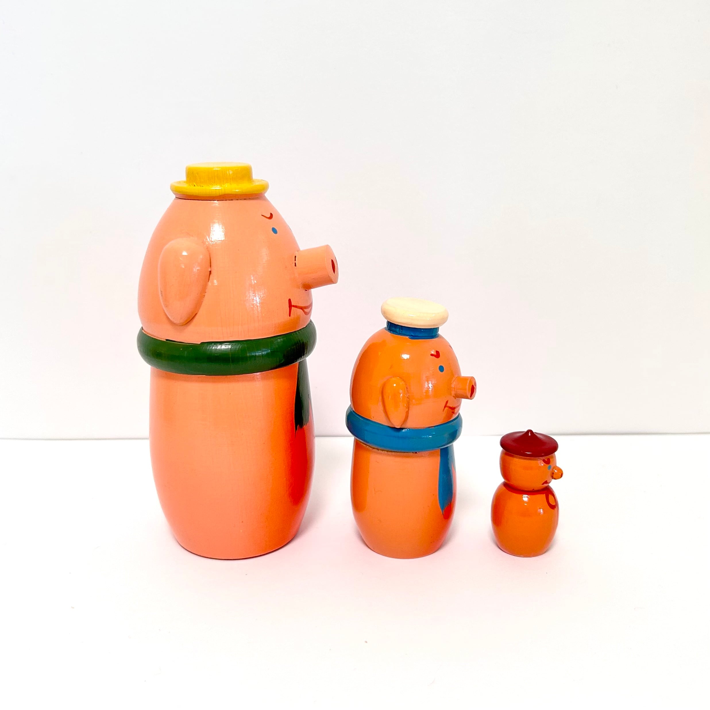 ビンテージ ３匹の子ブタ ポーランド製 マトリョーシカ 14.5cm 3P
