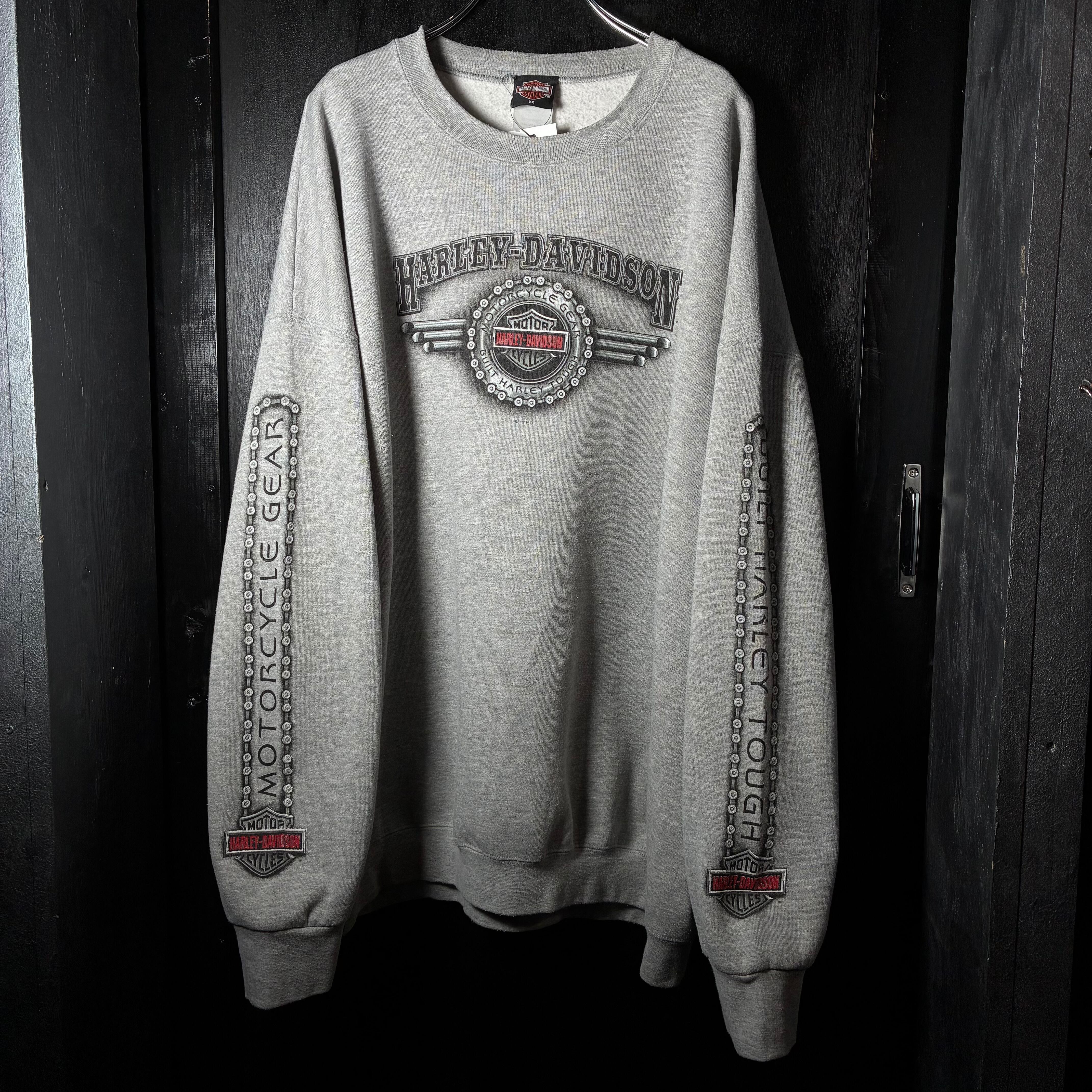 00s HARLEY-DAVIDSON スウェット　袖プリント　グレー 00s HARLEY-DAVIDSON スウェット 袖プリント グレー ハーレー