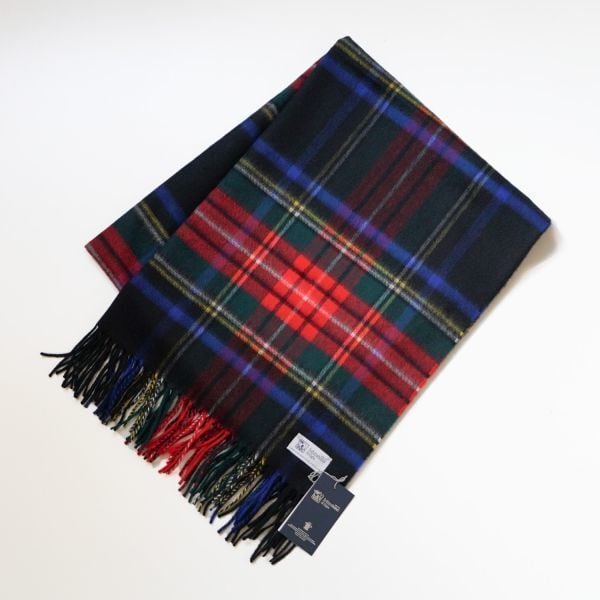 【新品未使用・国内正規品】ジョンストンズ Johnstons カシミヤ大判ストール ブラックスチュワート カシミア ストール 100% 221213-27
