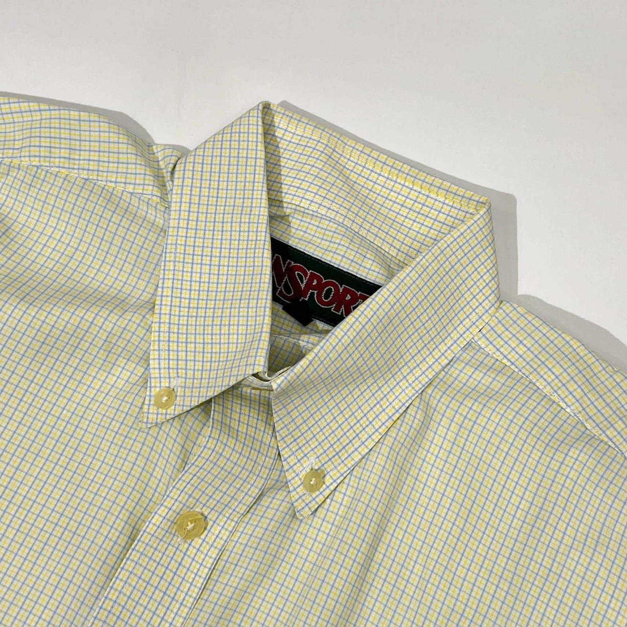 JAN SPORT ジャンスポーツ チェック BD ボタンダウン 長袖シャツ L/イエロー×ブルー メンズ ビンテージ