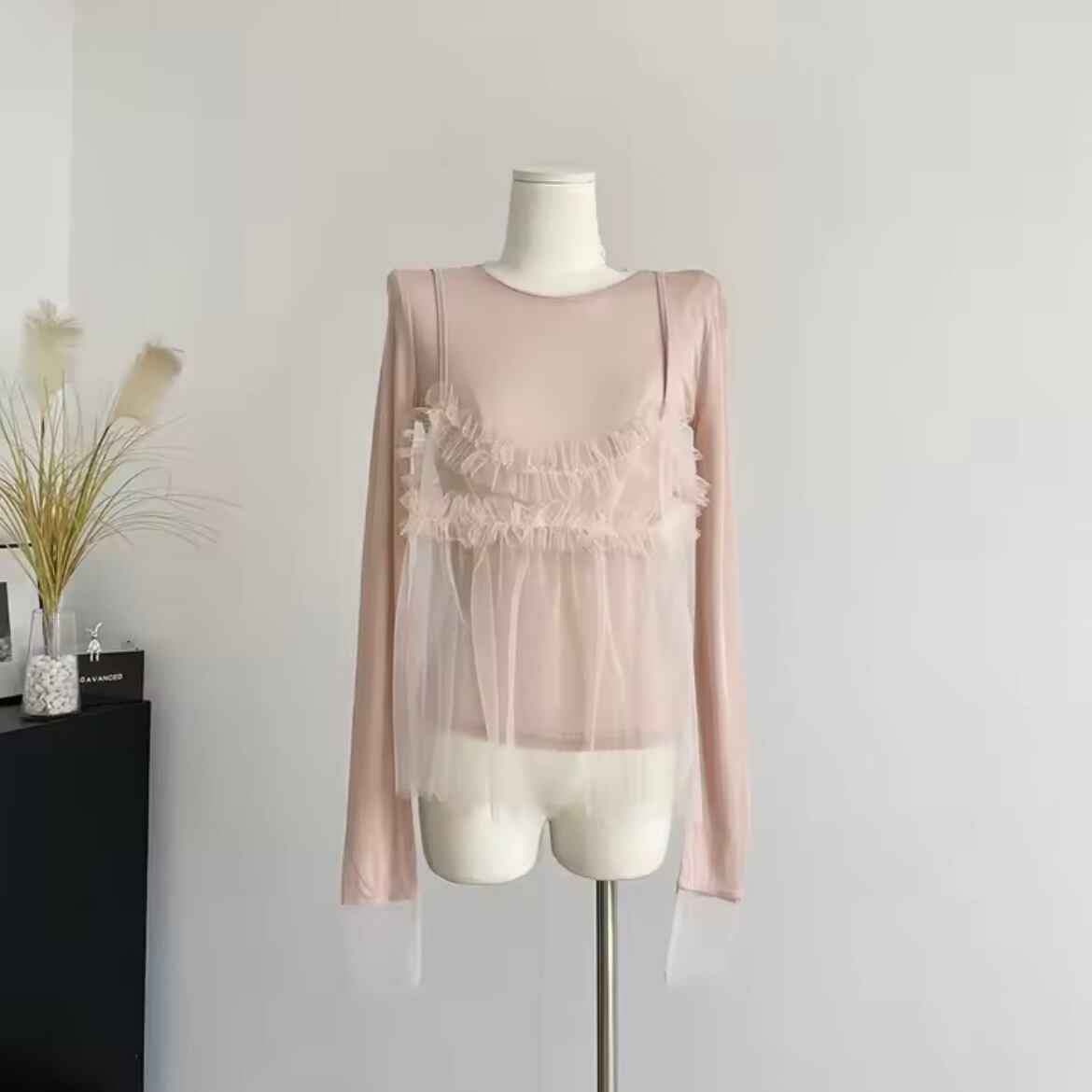 sheer bustier long t-shirt set
