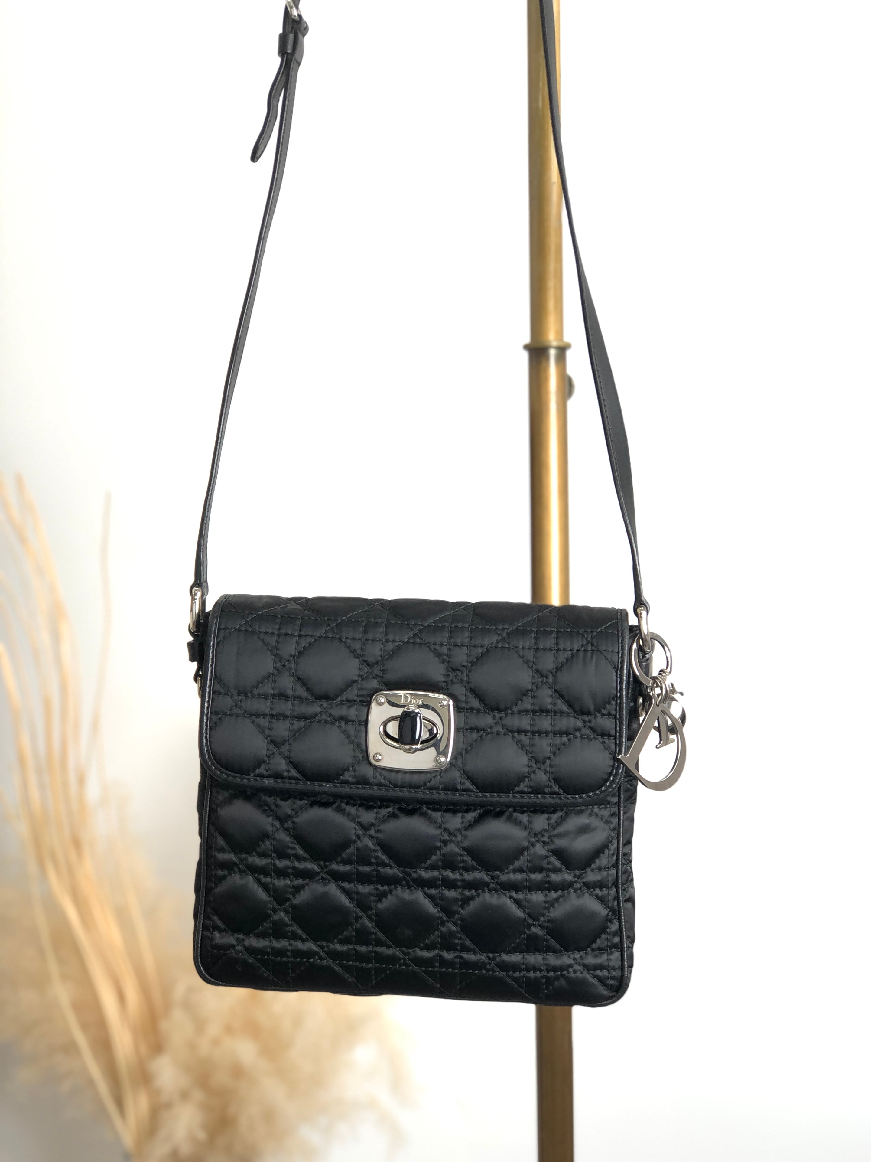 Christian Dior クリスチャン ディオール カナージュ ショルダーバッグ ブラック チャーム ターンロック ナイロン vintage ヴィンテージ オールド swmt7e