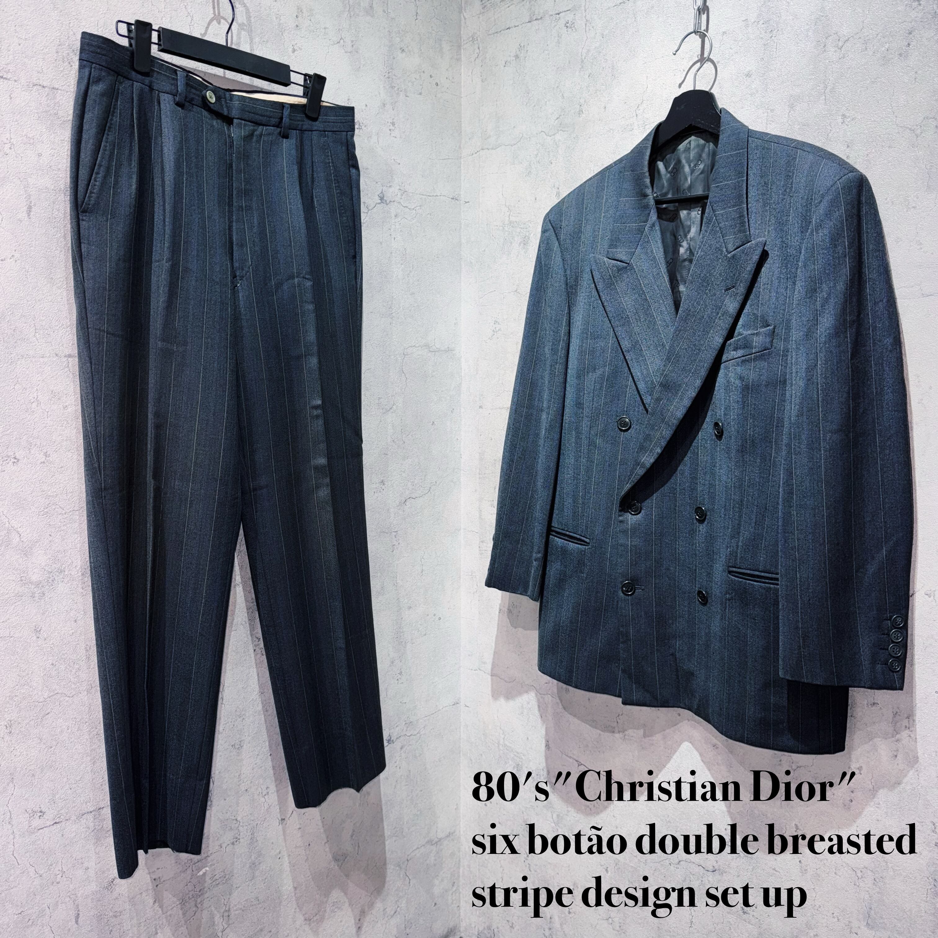 80's"Christian Dior"six botão double breasted stripe design set up