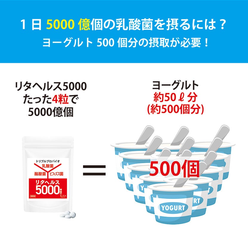 定期購入 リタヘルス5000(約1カ月分)  乳酸菌 酪酸菌 ビフィズス菌 毎月1袋