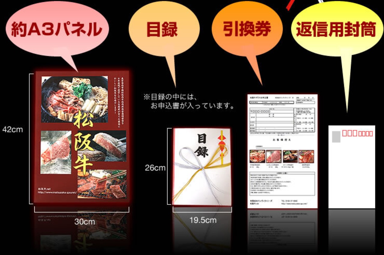 松阪牛目録セット【松】　二次会、忘年会など各種イベントの景品に・画像3