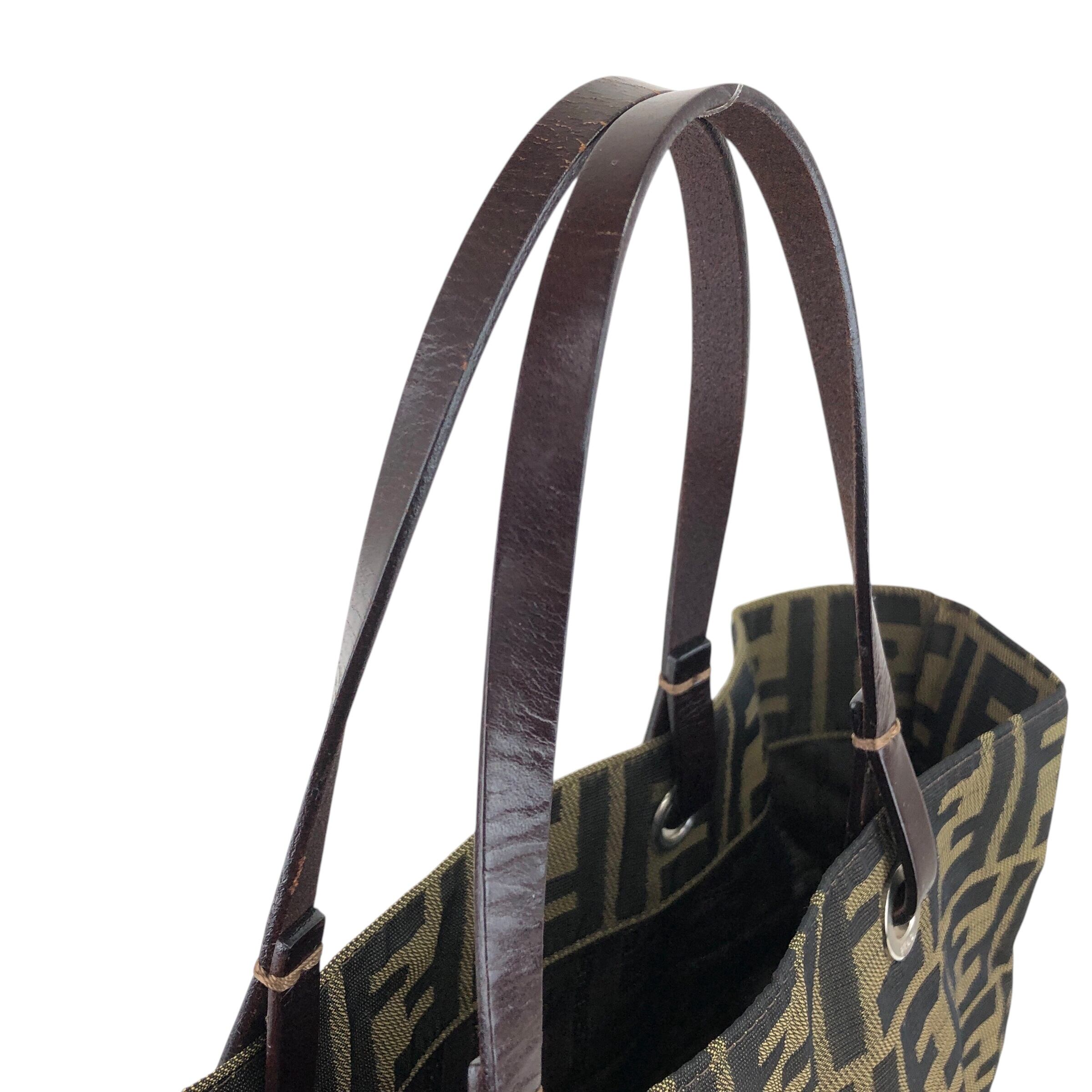 FENDI フェンディ ズッカ トートバッグ ブラウン ジャガード vintage