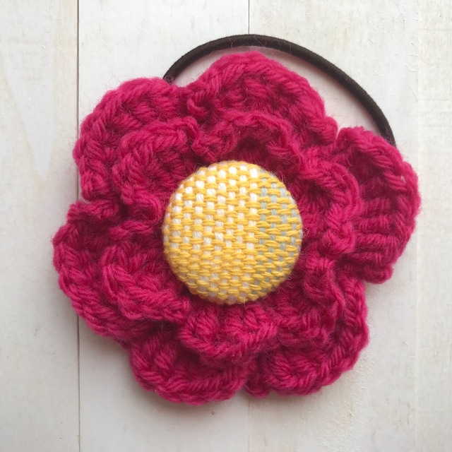 さをり織り かぎ針編み一点物お花ヘアゴム 大 Eimuy エイムワイ さをり織り かぎ針編み一点物お花ヘアゴム 大 Eimuy エイムワイ