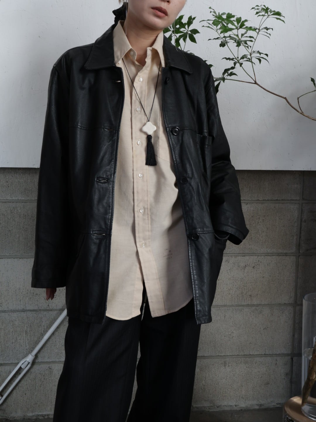 <vintage>leather car coat