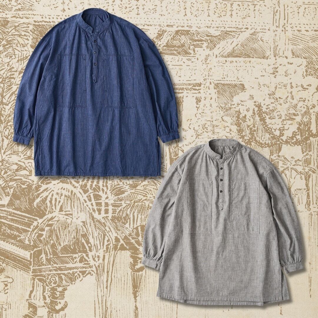 STAND COLLAR LONG SMOCK SHIRT WATCH CHAIN ITEM -2024AW STAND COLLAR LONG SMOCK SHIRT WATCH CHAIN ITEM -2024AW