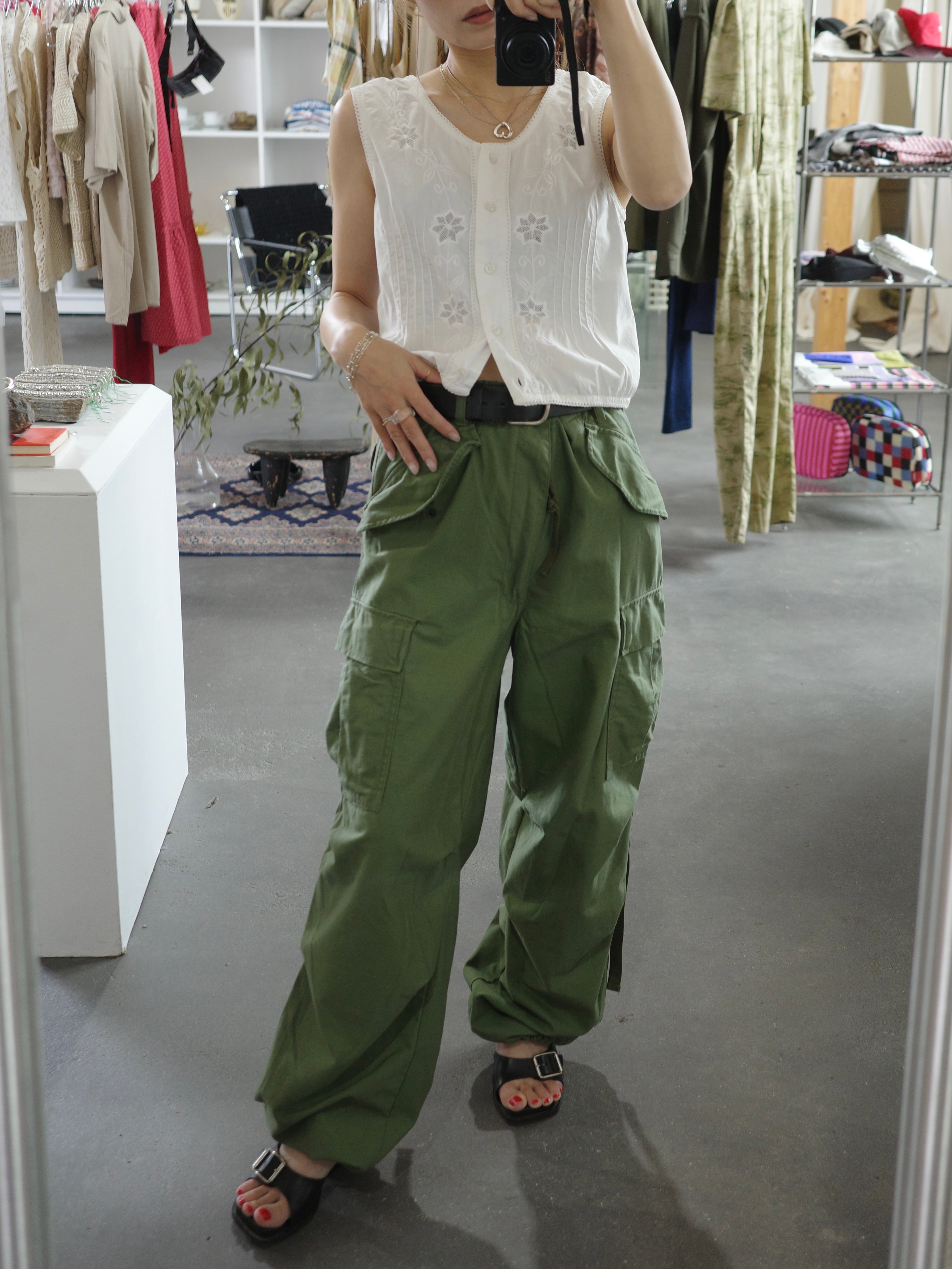 <vintage>military drawstring pant