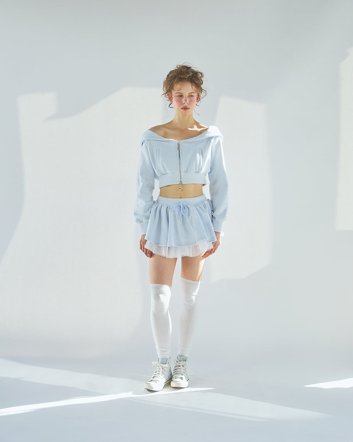 lilLilly チュールレイヤードスウェットミニスカート ブルー S/S チュールレイヤードスウェットミニスカート | lilLilly official