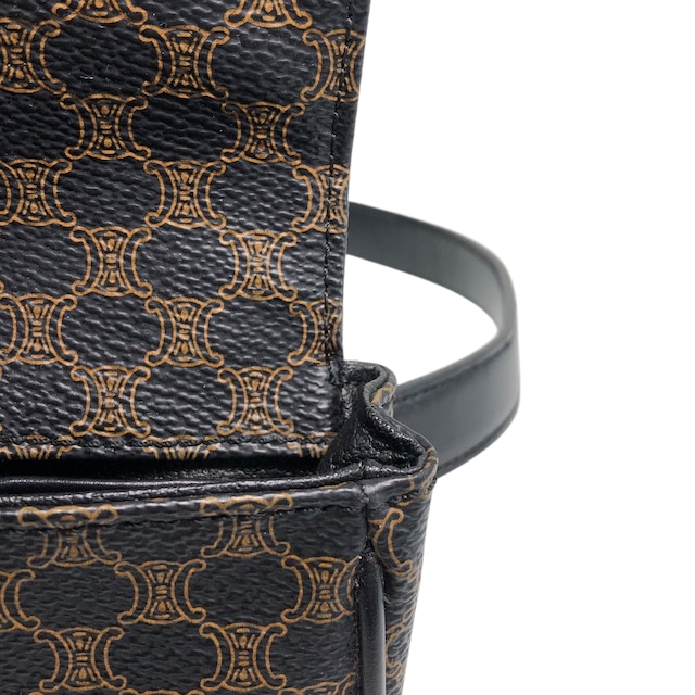 CELINE セリーヌ マカダム ショルダーバッグ ブラック PVC レザー スリングバッグ vintage ヴィンテージ オールド uwmfjs