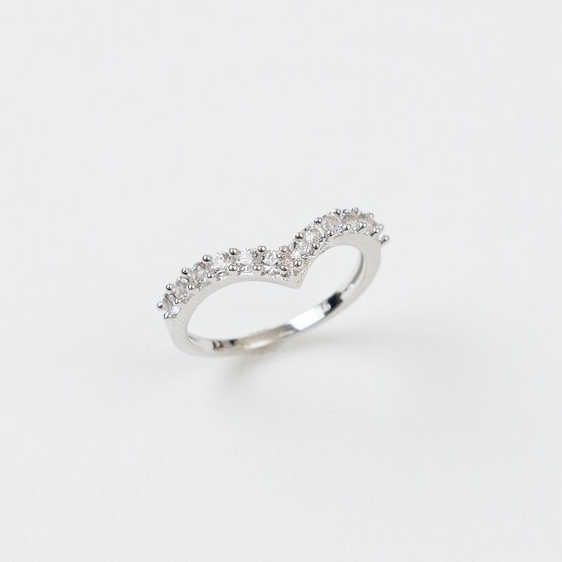 cana'】Luna ルーナ｜ホワイトトパーズ Vライン リング 天然石