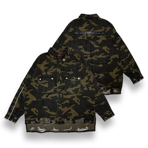 T.C.R DISTRESSED CAMO SHIRTS JACKET - CAMO