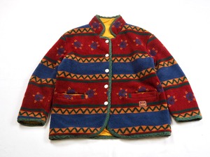 90s SALM "ITALY" aztec fleece jacket /women's-S