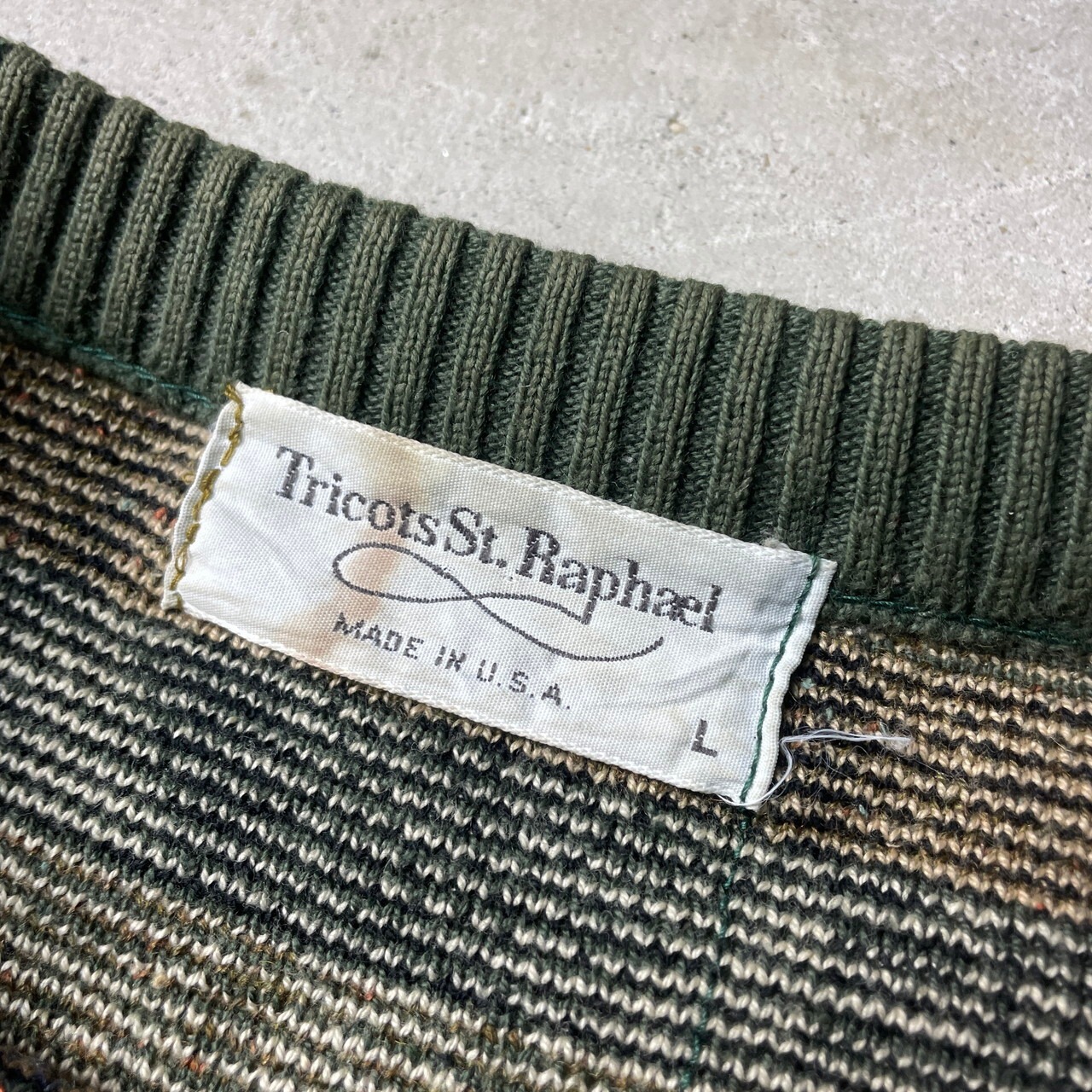 80〜90年代 USA製 Tricots St. Raphael 総柄ニットセーター コットン 