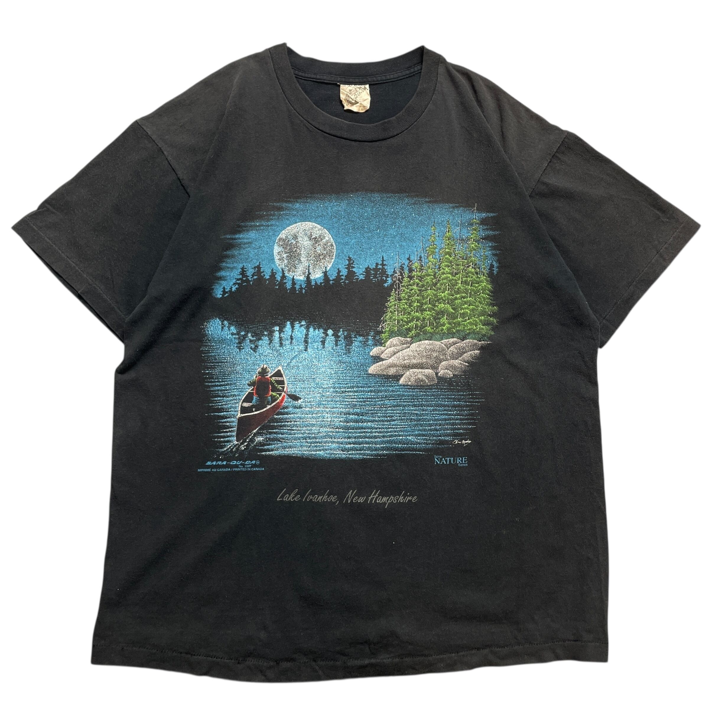 90s USA製 湖 夜景 アート vintage T-shirt
