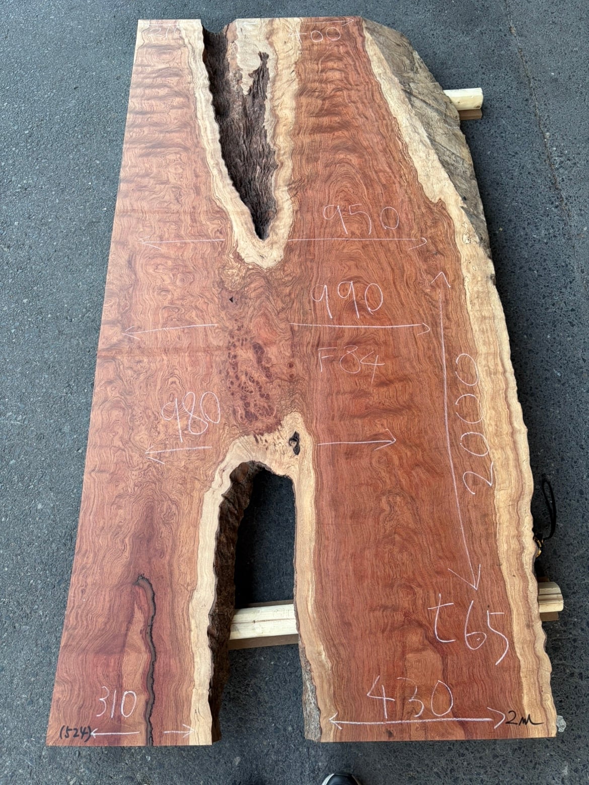 ブビンガ_2000×990×65_レジンテーブル原板 Y2671