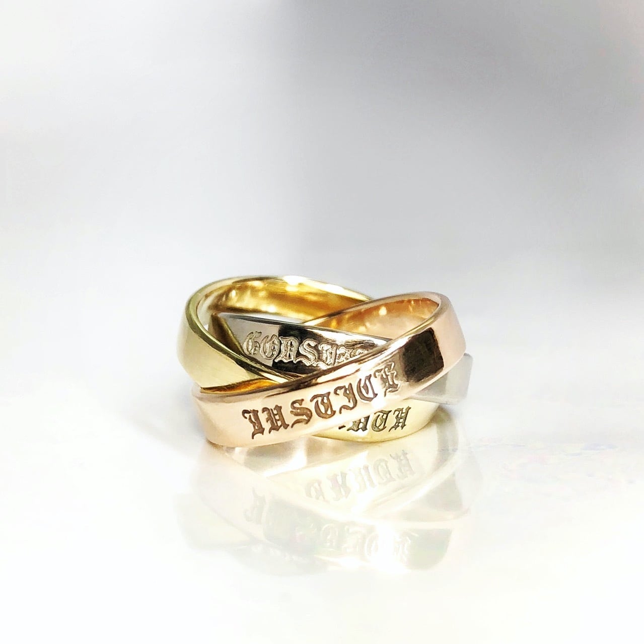 ホワイトゴールド.K18リング　3g K18 TRIPLE RING_WHITE GOLD,YELLOW GOLD,PINK GOLD / K18トリプル
