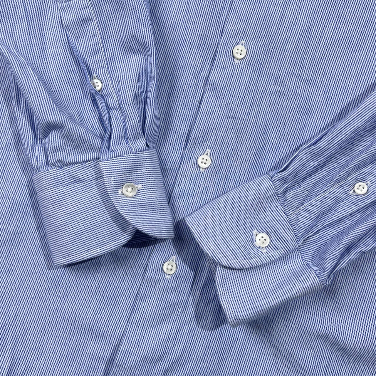 カシミヤ混 Maker's Shirt 鎌倉 メーカーズシャツ 225 Liberty SLIM FIT ストライプ 長袖 ワイシャツ ドレスシャツ 15 3/4-32/ブルー系 メンズ