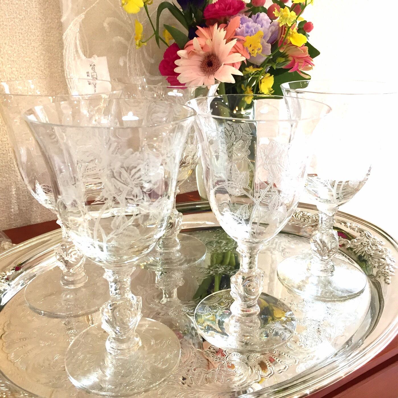 ヘイシー社 Heisey Orchid オーキッド ボウルとグラス エレガント