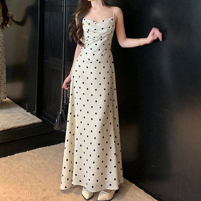 Dot cami long dress　M853