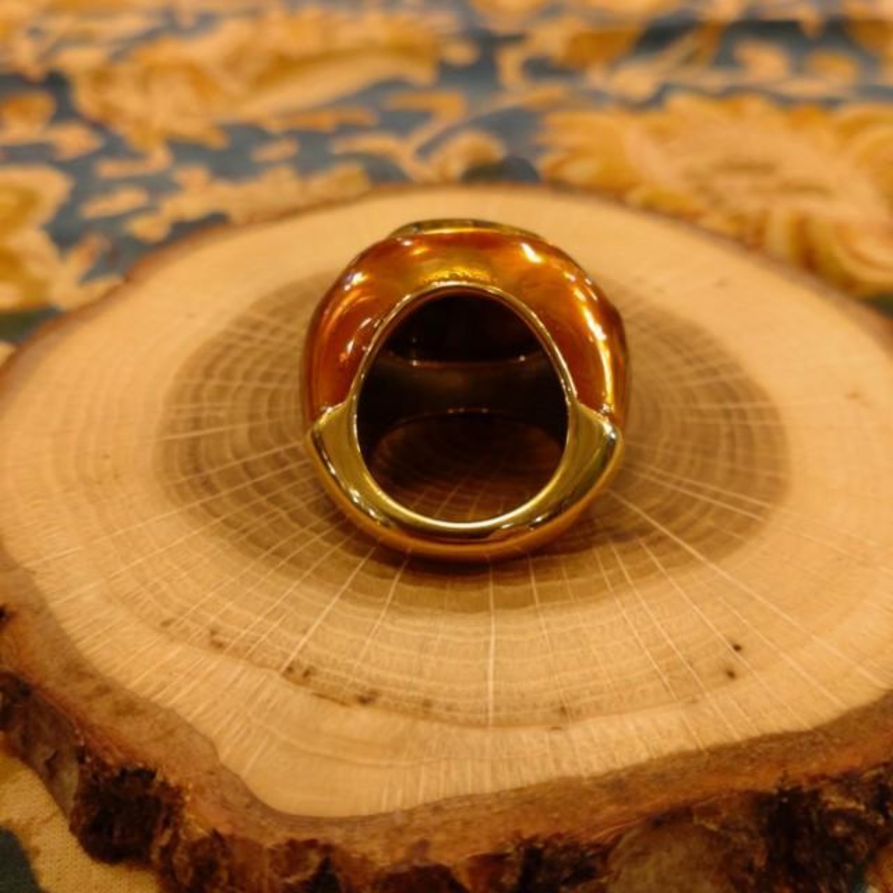 TOPANGA Jewelry 　Cabochon Cut Tiger ’s　Eye Ring　Ring Size 12　Ring　Accessory　Present　Simple　Vintage　Antique