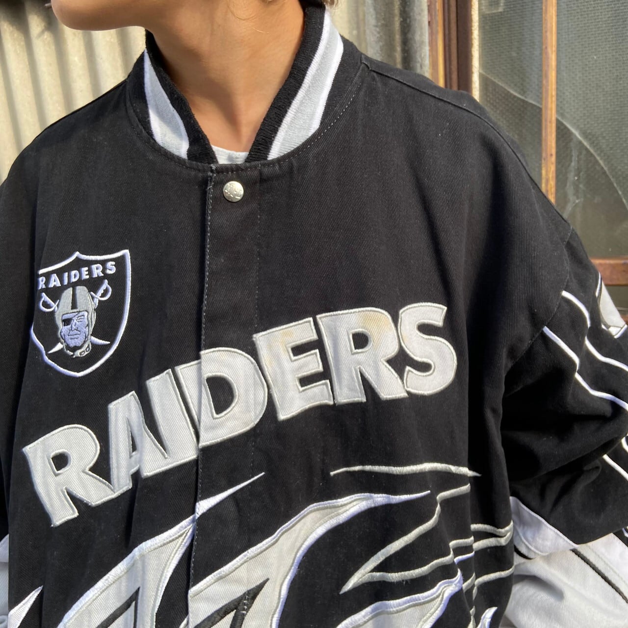 ビッグサイズ NFL RAIDERS レイダース チームロゴ 刺繍 レーシング