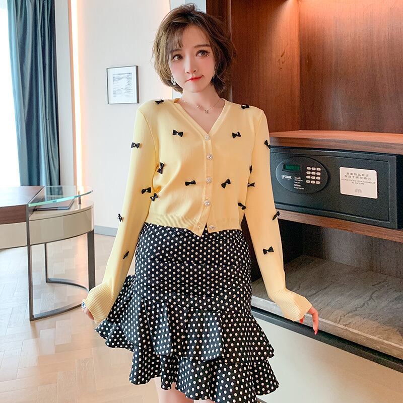 ハイウェストウェストプリーツスカート 水玉ダブルラッフルスプリング 春物 MIUCO38801816645