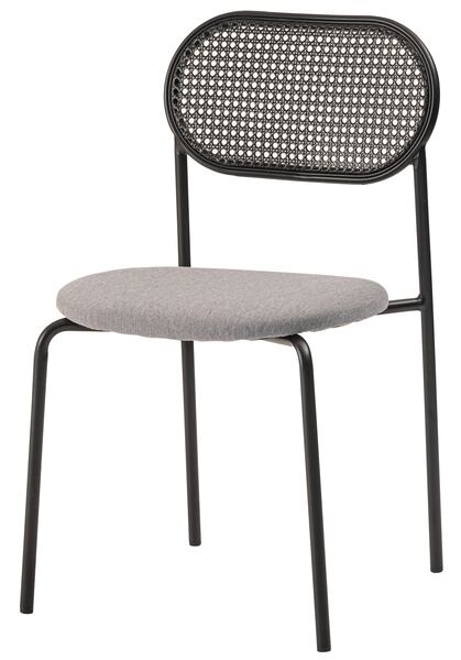 ラタン調背もたれとファブリック座面のジャパンディなダイニングチェア