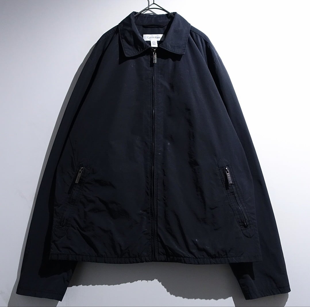 00s "Calvin Klein" Black Nylon Swing Top Blouson