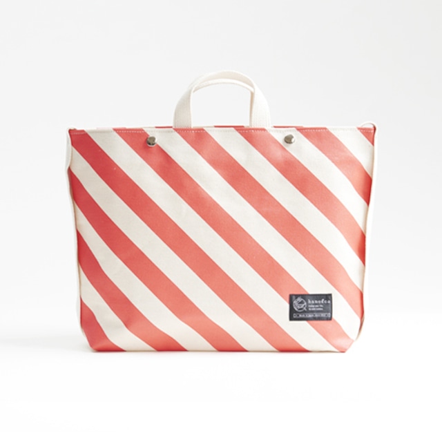 shoulder tote bag／vermilion × stripe　ショルダートート/ 朱 x 縞