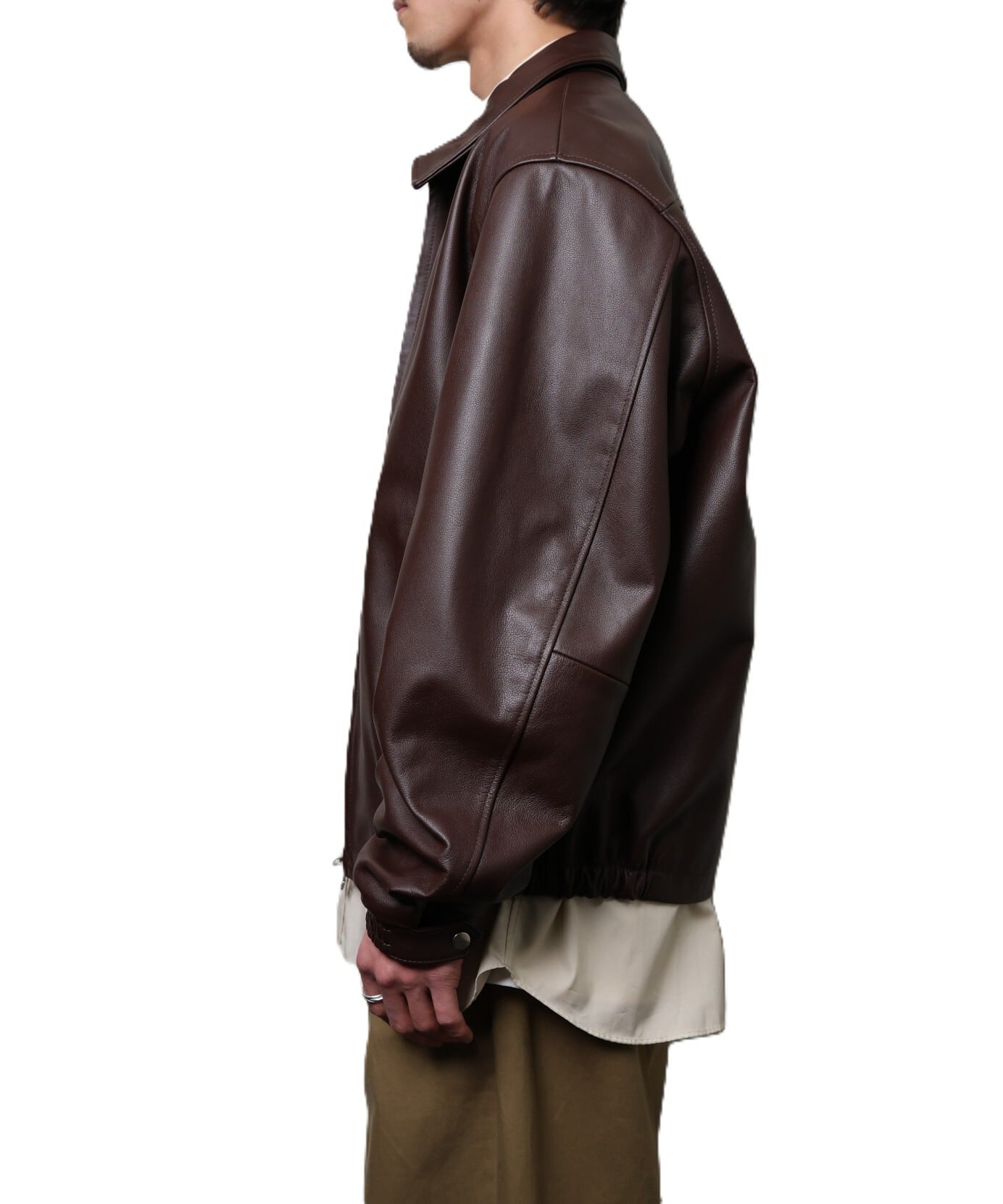 UNIVERSAL PRODUCTS. / 261-60405 LEATHER BLOUSON (BROWN