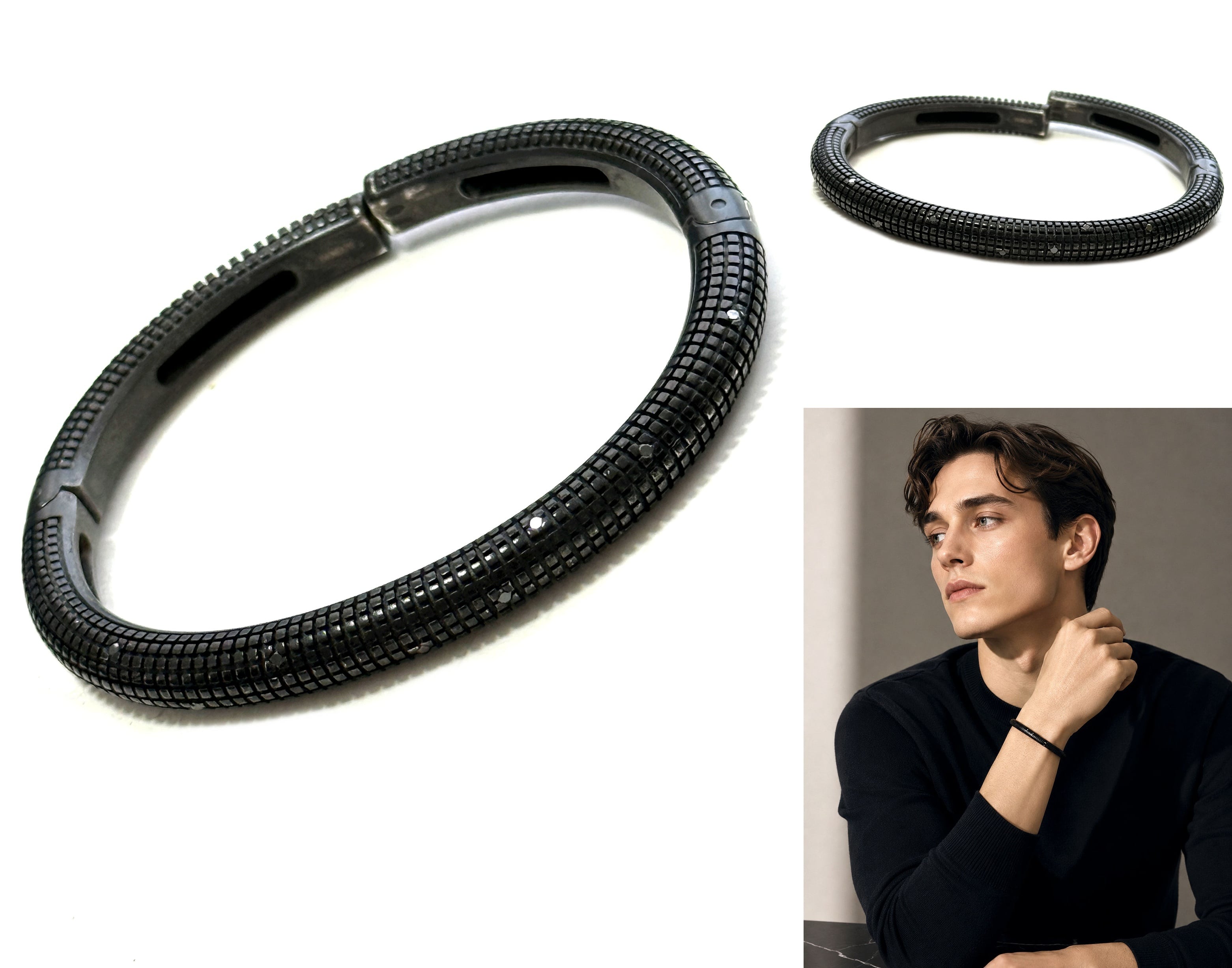 BEN AMUN ベンアムン バングル ブラック 樹脂 アクセ ブレスレット　黒 DAMIANI ダミアーニ メトロポリタン ドリーム ブラックダイヤモンド
