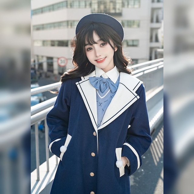 セーラー襟ロングコート