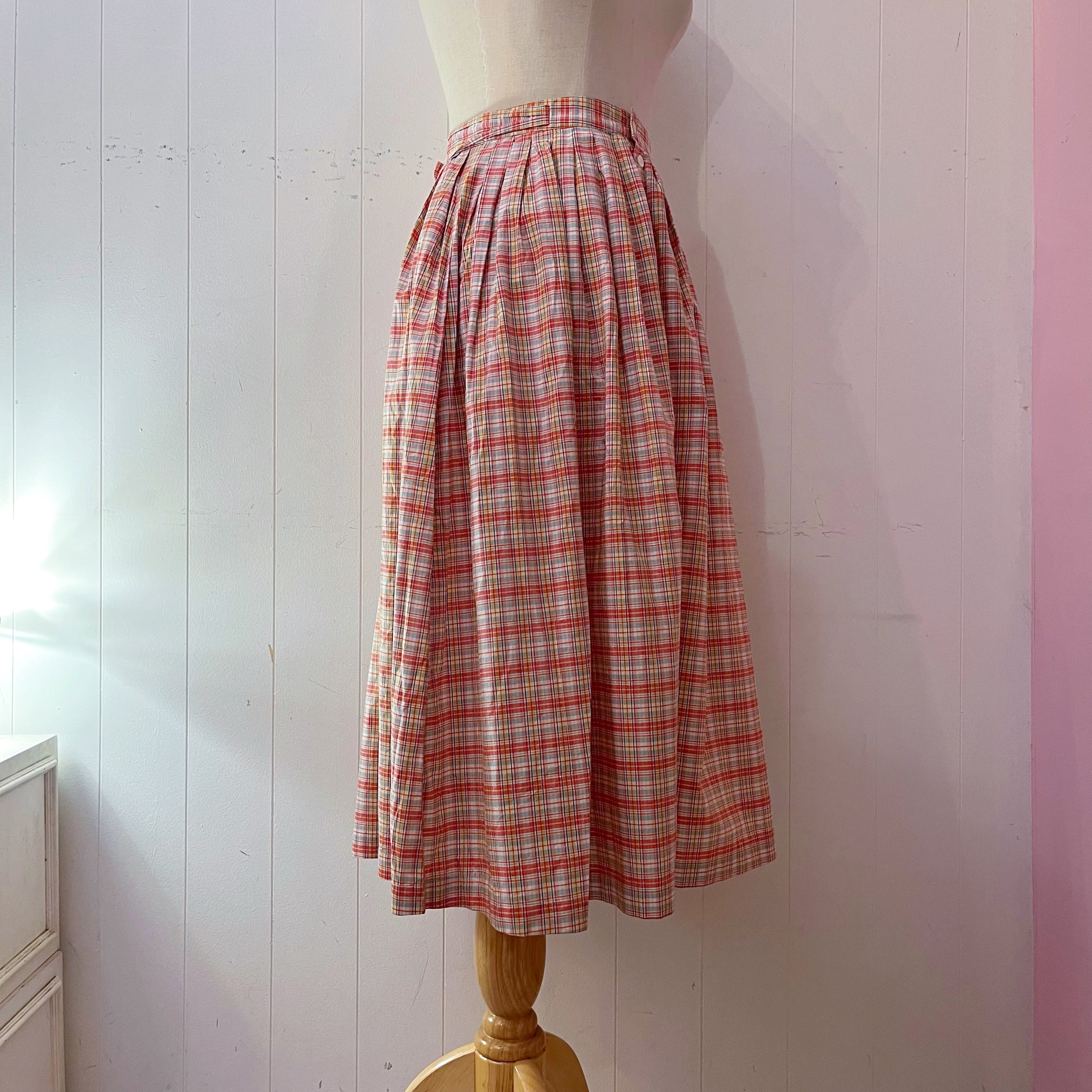 check waist ribbon skirt