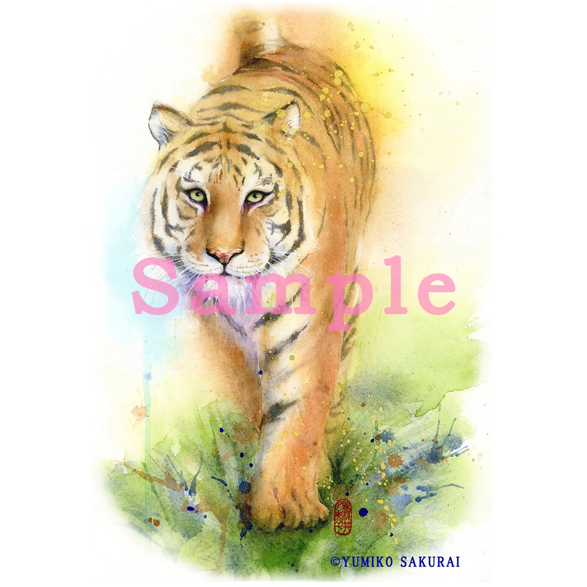 虎 の画像データ スマホの壁紙 各サイトに 幸せの水彩画 ヒーリングアート
