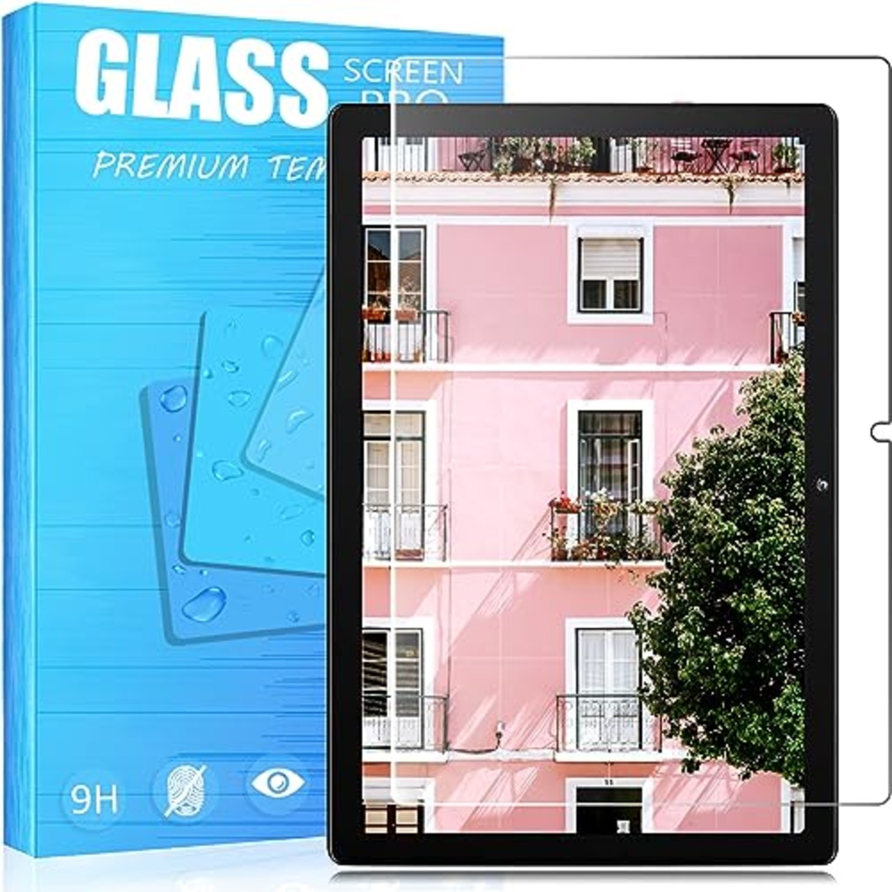 対応 HiGrace タブレット 10インチ wi-fiモデル Moderness MB1001 velorim 10インチ 4コア Android 12 用のガラスフィルム 強化ガラスフィルム 耐指紋 撥油性 表面硬度9H ラウンド加工処理 飛散防止処理 光沢表面仕様 画面保護 指紋防止 保護シート 対応 HiGrace wi-fiモデル MB1001 10インチ 用のタブレット 専用 液晶保護フィルム PCduoduo